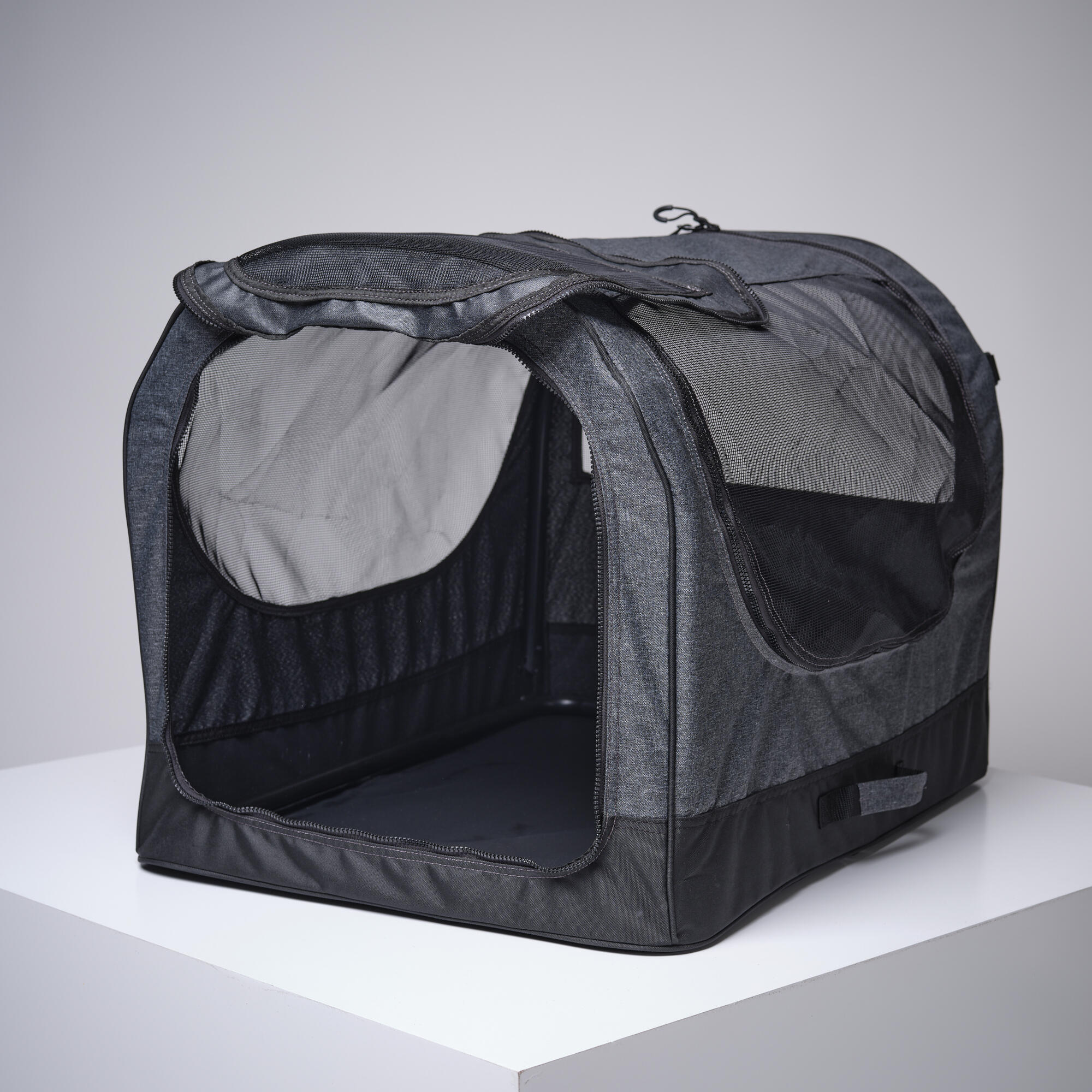 Fold-down transport crate for 1 dog grey - Decathlon