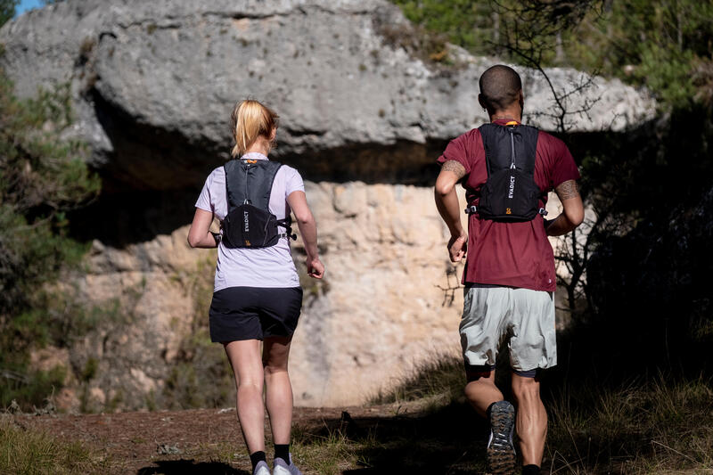 Şort cu colanţi Confort Alergare Trail Running Kaki Bărbaţi 