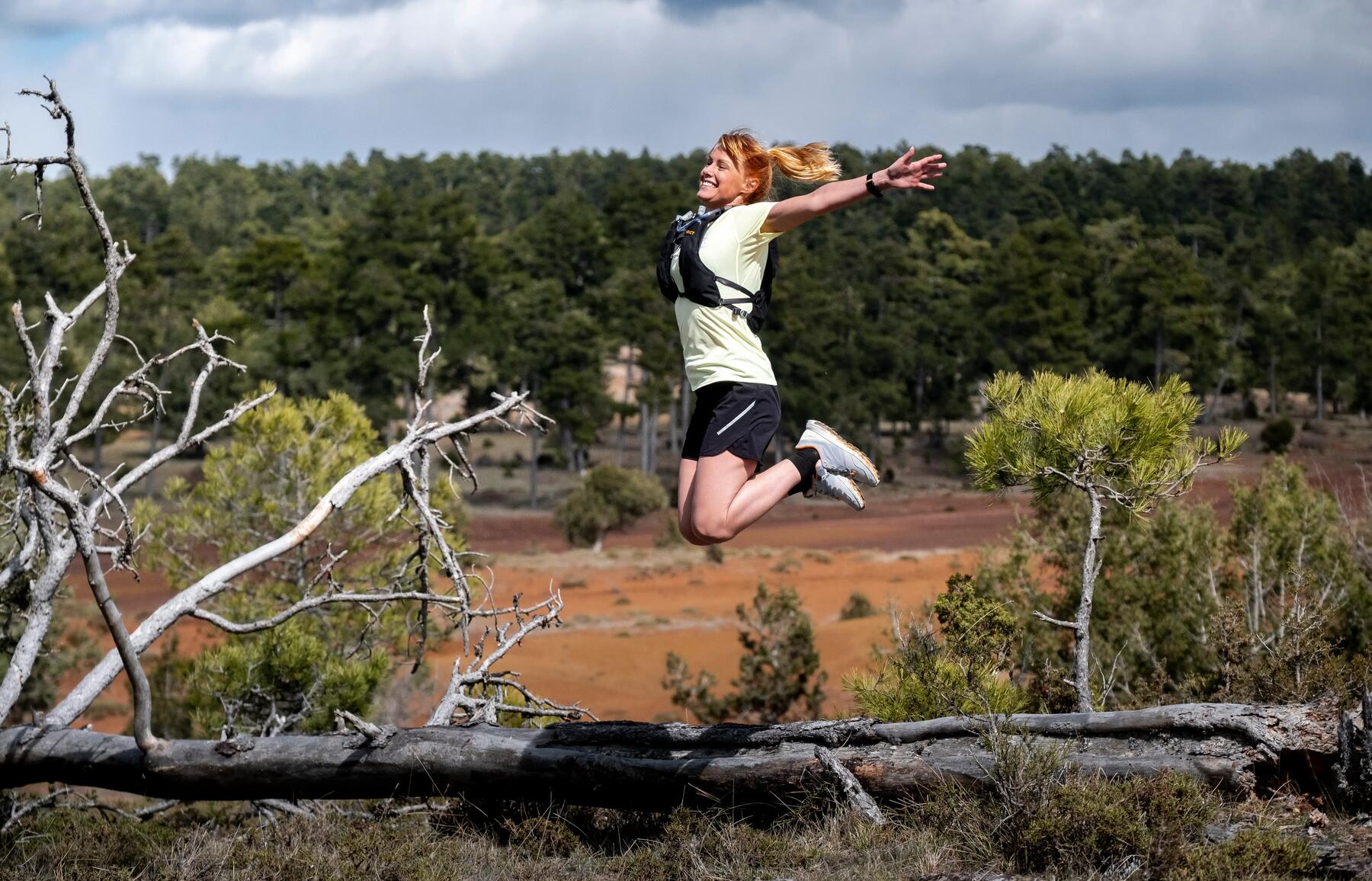 Picture woman jumping in the air