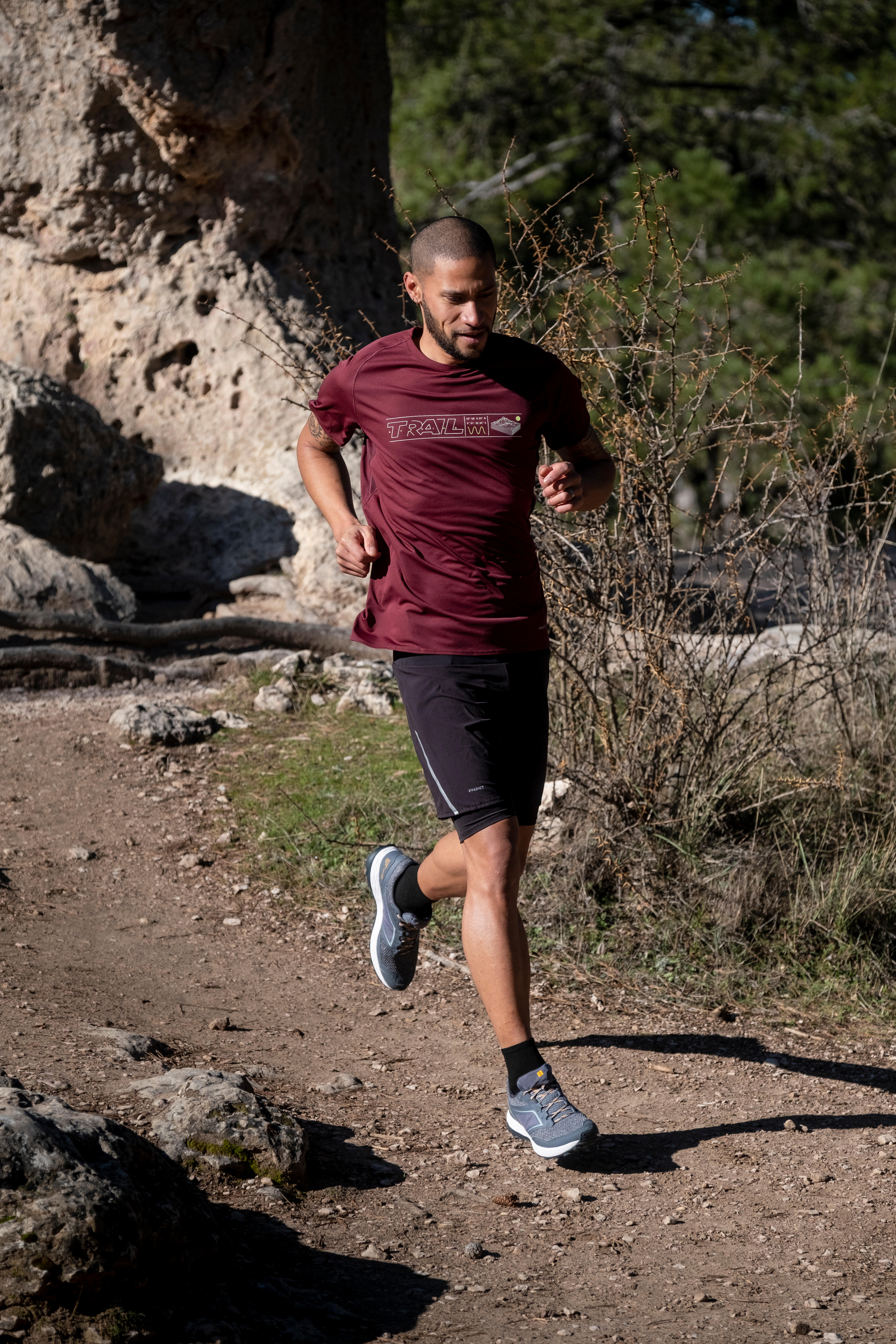 Men's Tight Trail Running Shorts - Comfort Black - EVADICT