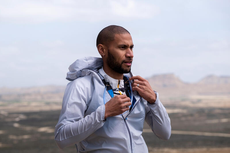 Jachetă Protecție Vânt Alergare Trail Running Gri Bărbați