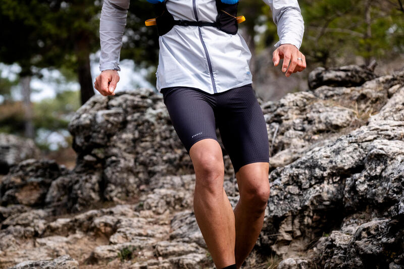 Jachetă Protecție Vânt Alergare Trail Running Gri Bărbați