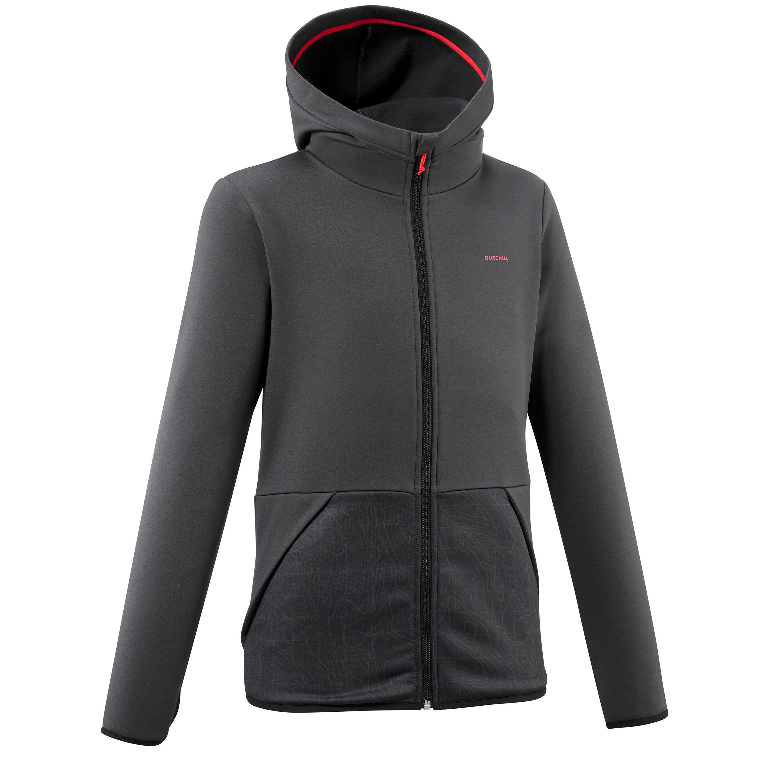 KIDS’ HIKING FLEECE JACKET - MH500 AGED 7-15 - BLACK GREY