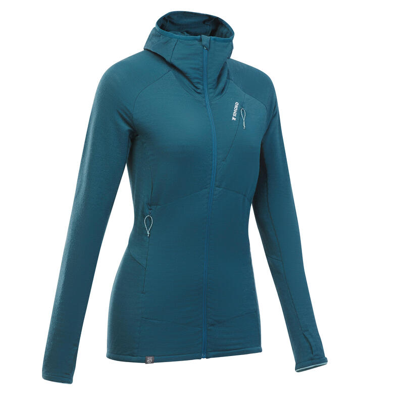 Maglione tecnico con cappuccio lana merinos donna ALPINISM verde