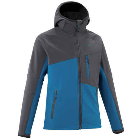 Boys’ Softshell Hiking Jacket Aged 7-15 MH550 - Blue and Grey