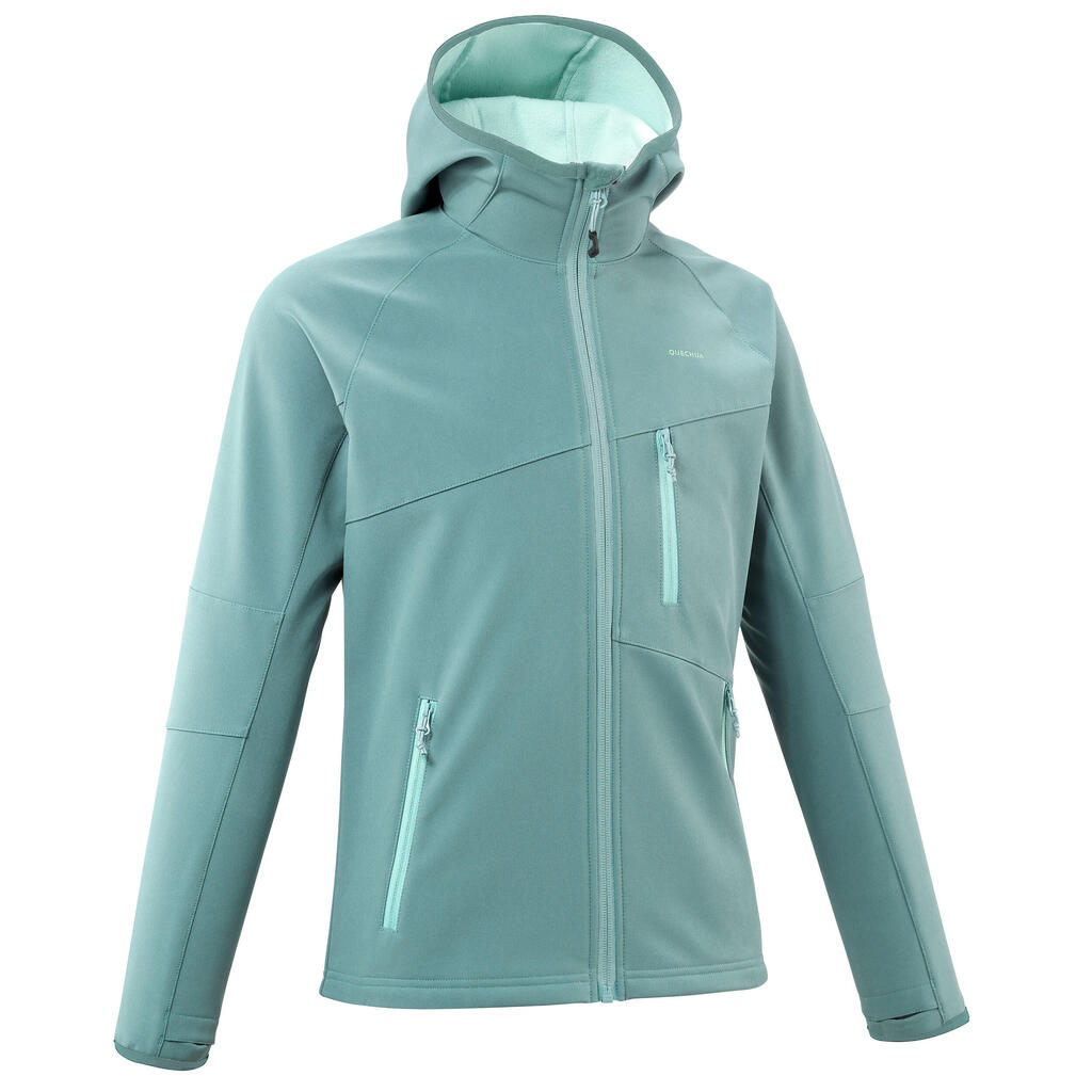 VESTE SOFTSHELL RANDONNEE - MH550 VERT PASTEL - ENFANT 7-15 ANS