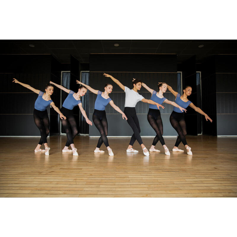 Tanzbody Damen/Mädchen kurzarm Ballett - blau 