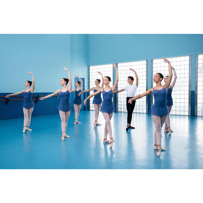 Body danza classica bambina con gonnellino 150 blu