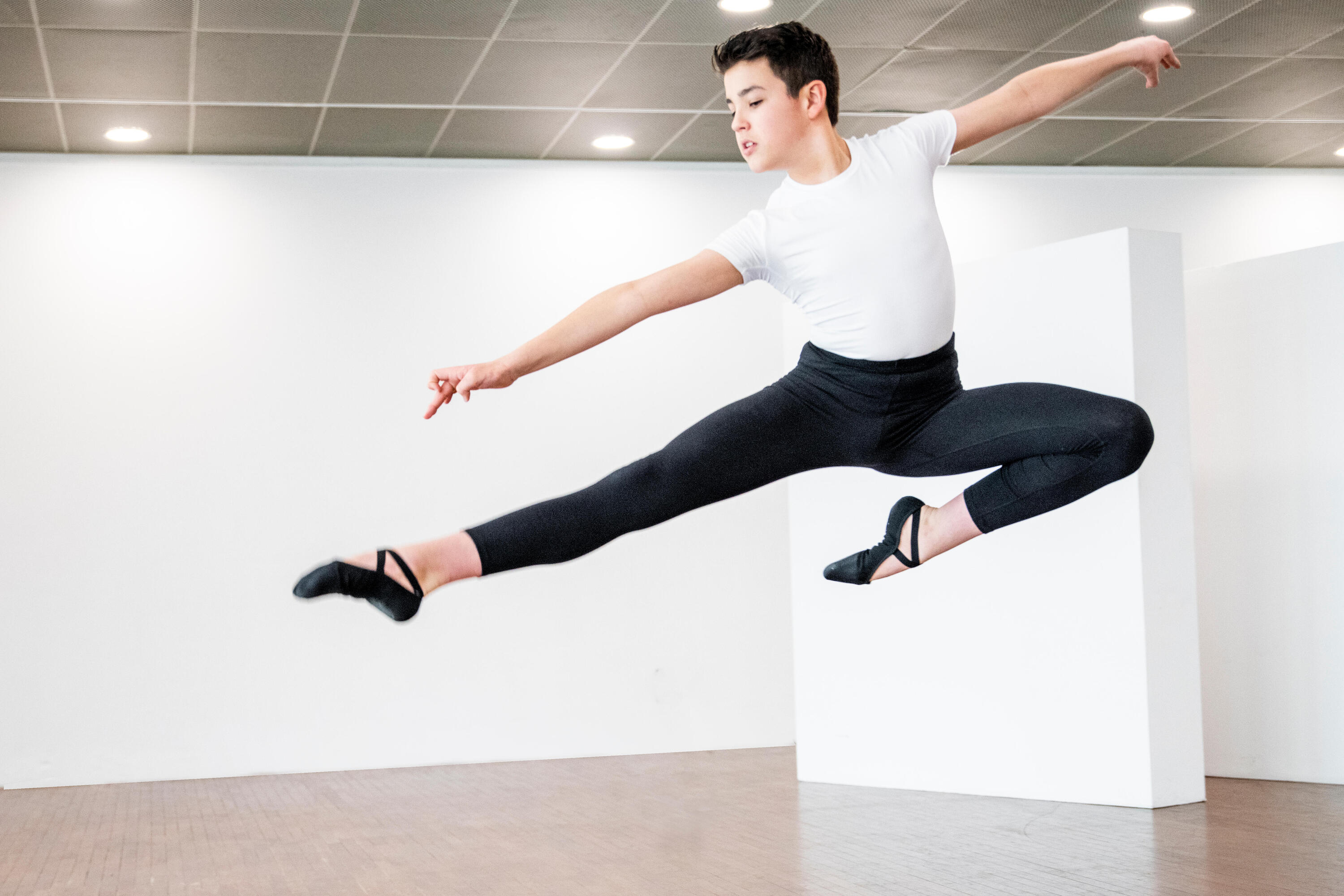 Demi-pointes de danse classique bi-semelles en toile femme, noires 6/6