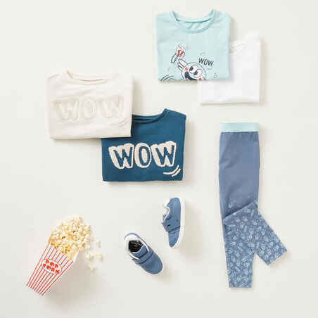 Kids' Cotton T-Shirt Basic - Turquoise with Print