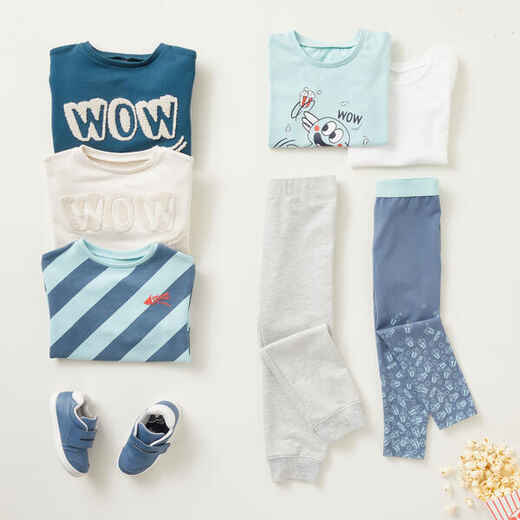 
      Kids' Cotton T-Shirt Basic - Turquoise with Print
  