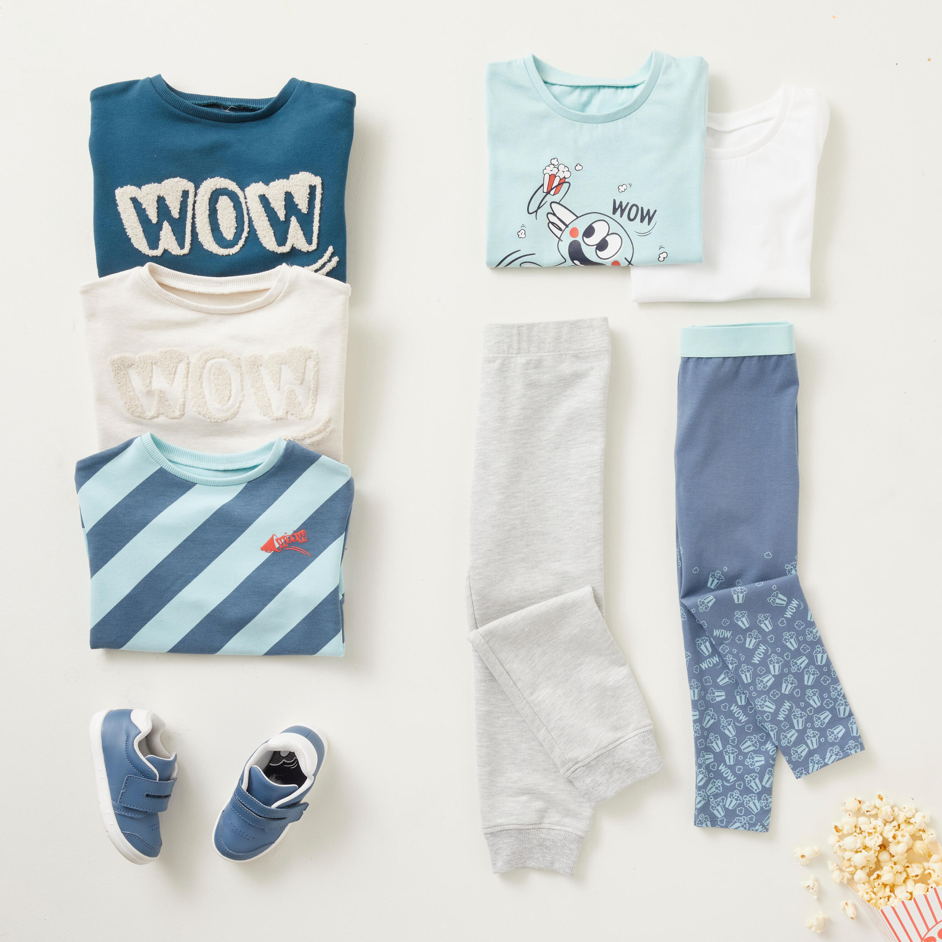 DOMYOS Kids' Cotton T-Shirt Basic - Turquoise with Print