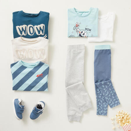 T-shirt enfant coton - Basique Turquoise avec motifs