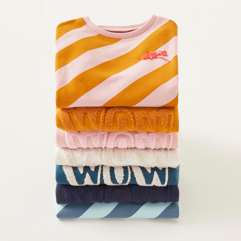 Kids' Basic Sweatshirt - Beige with Motifs