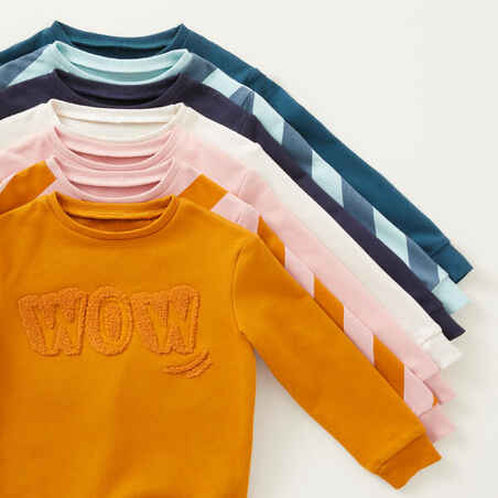 Kids' Sweatshirt Basic - Pink/Ochre with Stripes