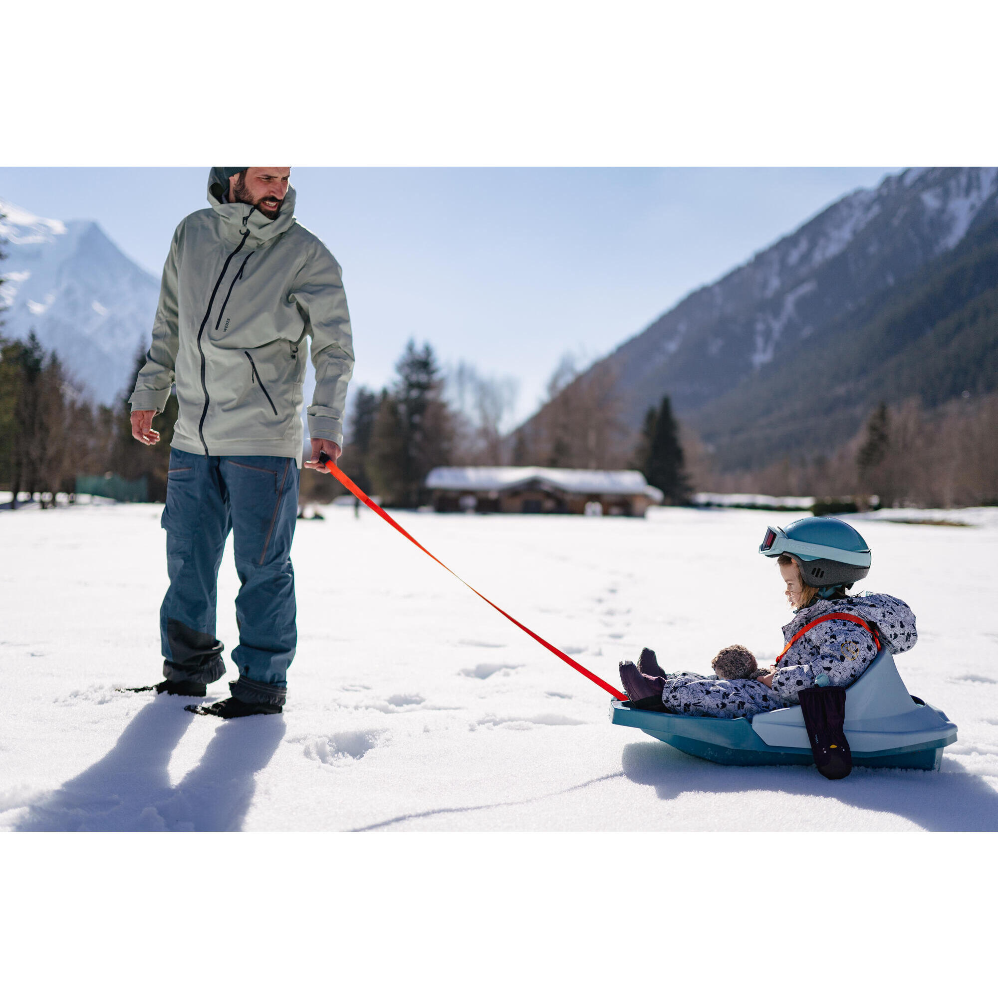 Children's ski mask from 12 to 36 months, turquoise, beautiful weather