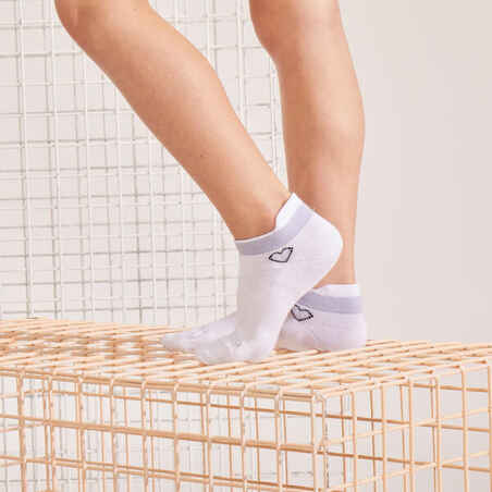 Kids' Low-Cut Sports Socks RS 160 Tri-Pack - White/Heart Logo