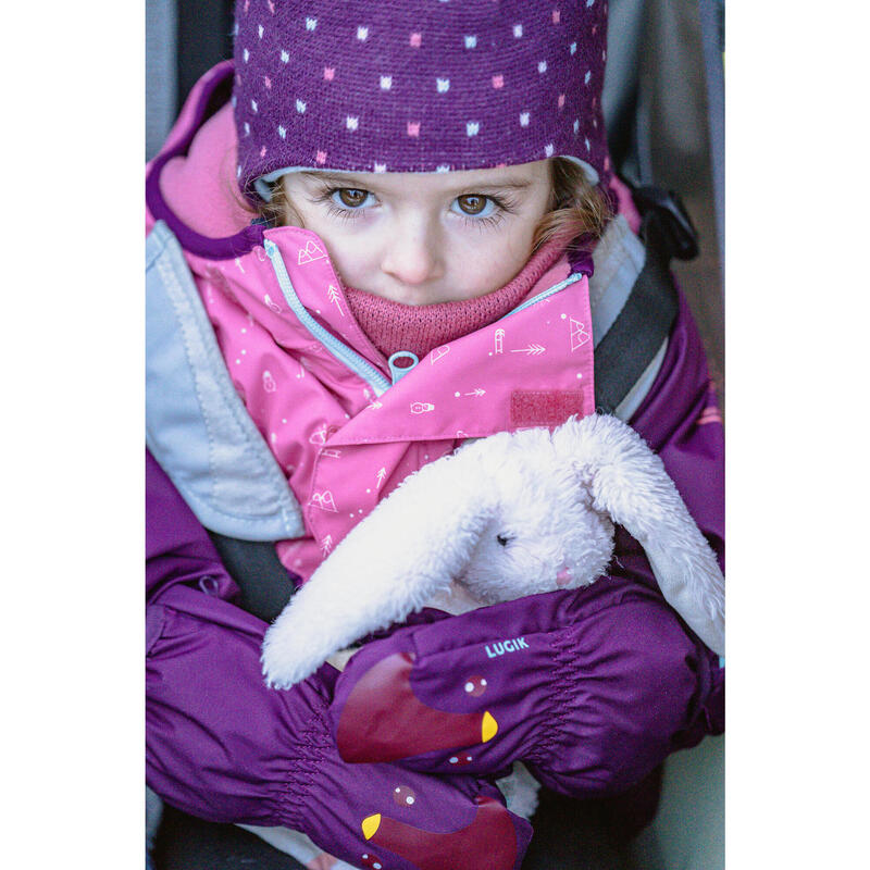 Bonnet bébé péruvien de ski / luge - SIMPLE WARM violet et turquoise