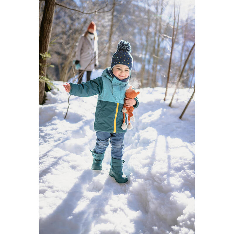 Peruaanse ski- en sleemuts voor peuters Simple Warm marineblauw/turkoois