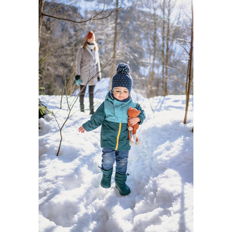 Peruaanse ski- en sleemuts voor peuters Simple Warm marineblauw/turkoois