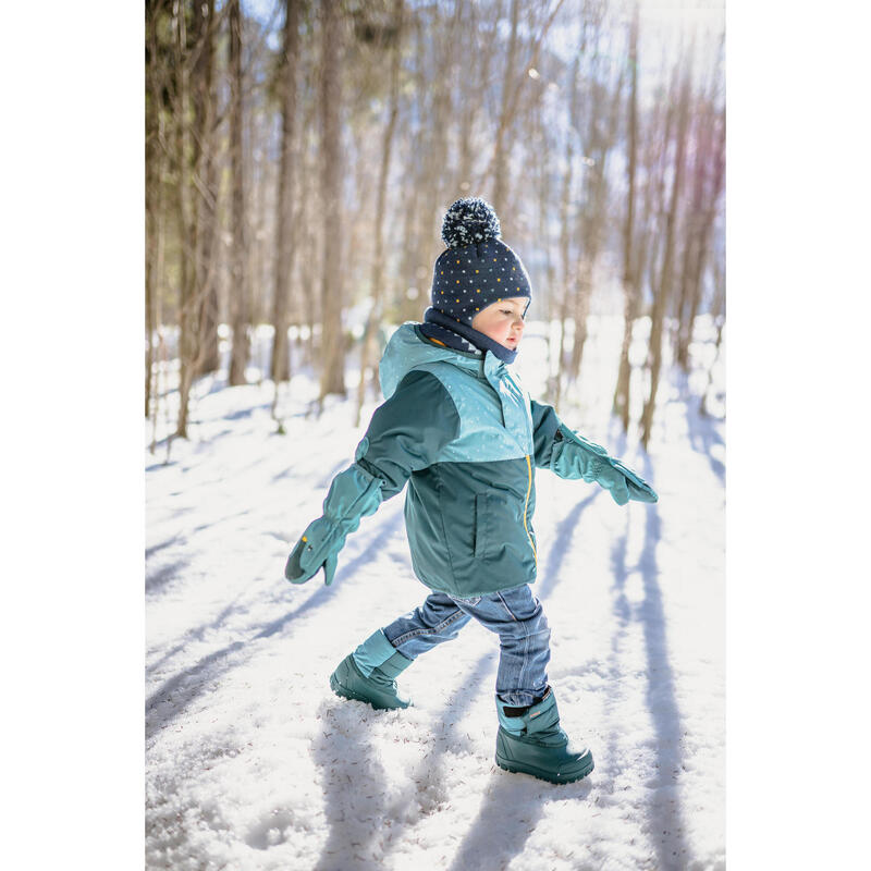 Peruaanse ski- en sleemuts voor peuters Simple Warm marineblauw/turkoois