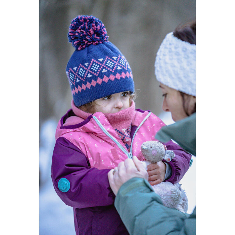 Skimütze und Schal Baby - Warm marineblau/rosa