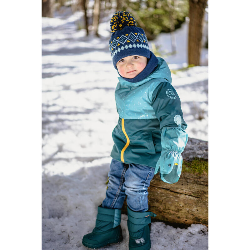 兒童滑雪防水保暖 Lugiklip 手套 - 藍綠 WED'ZE