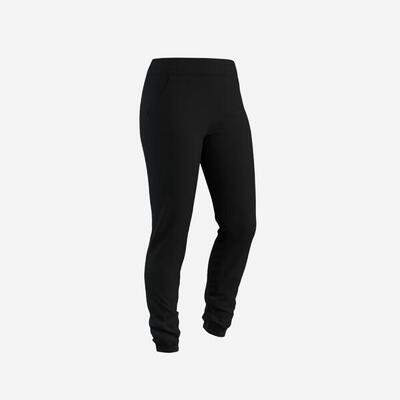 Pantaloni tuta donna 500 slim fit felpati grigi