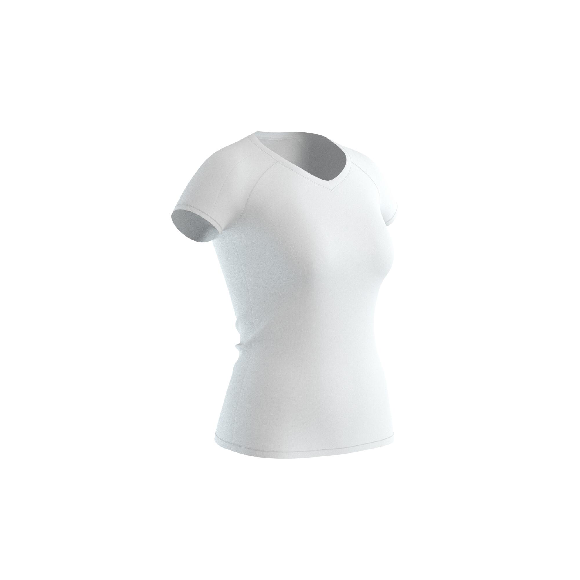 Women's V-Neck Fitness T-Shirt 500 - Ice White 15/16