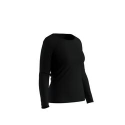 T-shirt fitness manches longues droit col rond coton femme - 500 violet -  DECATHLON El Djazair