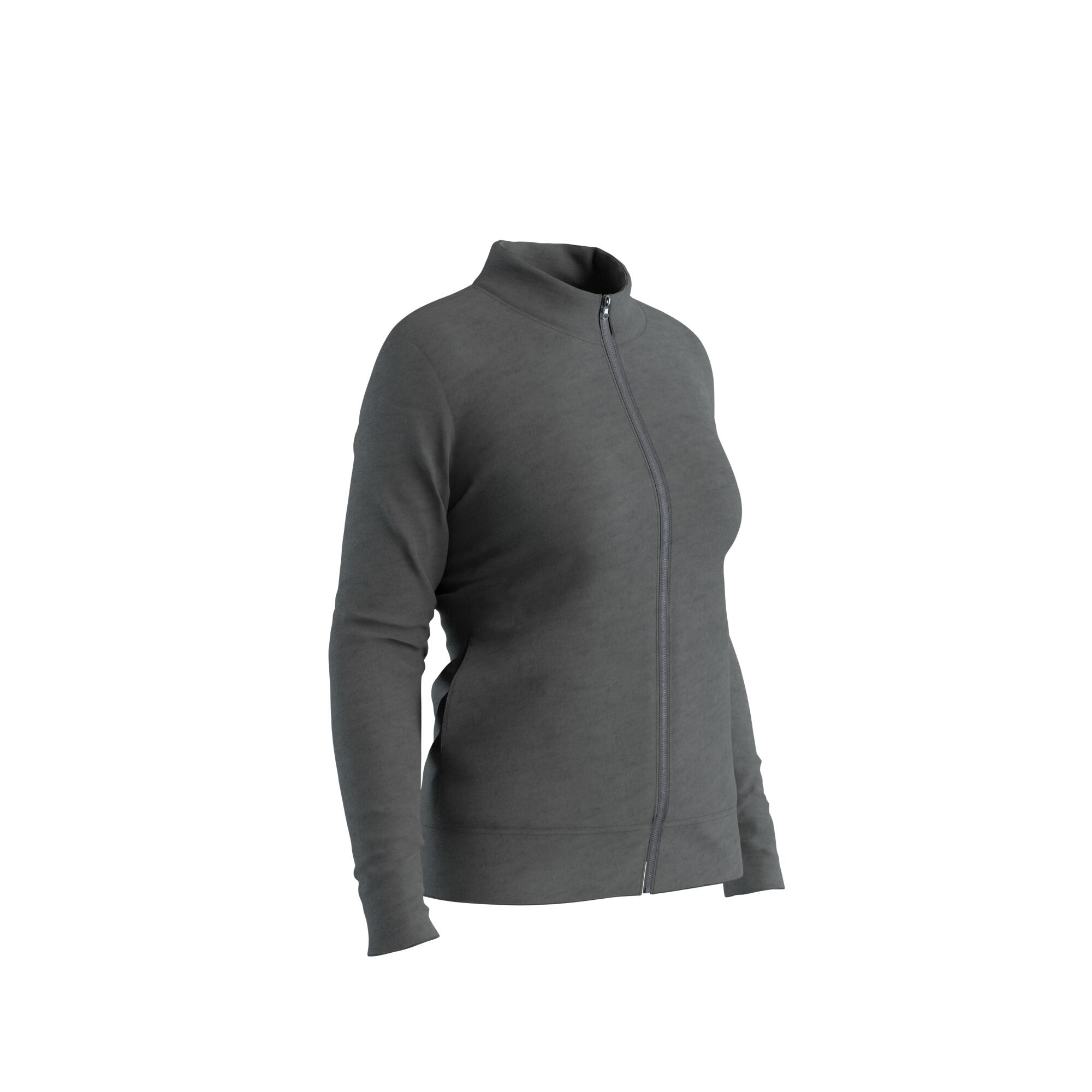 Women's Straight-Cut Zipped Sweatshirt With Pocket 100 - Mottled Grey