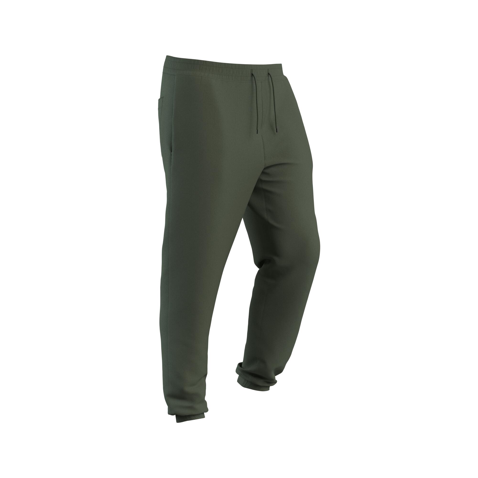 Decathlon | Pantaloni uomo fitness 500 ESSENTIALS regular misto cotone verde militare |  Domyos