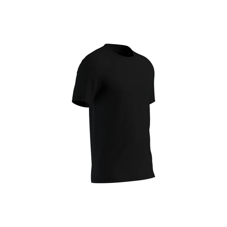 Kaos Fitnes Slim-Fit Pria 500 - HItam