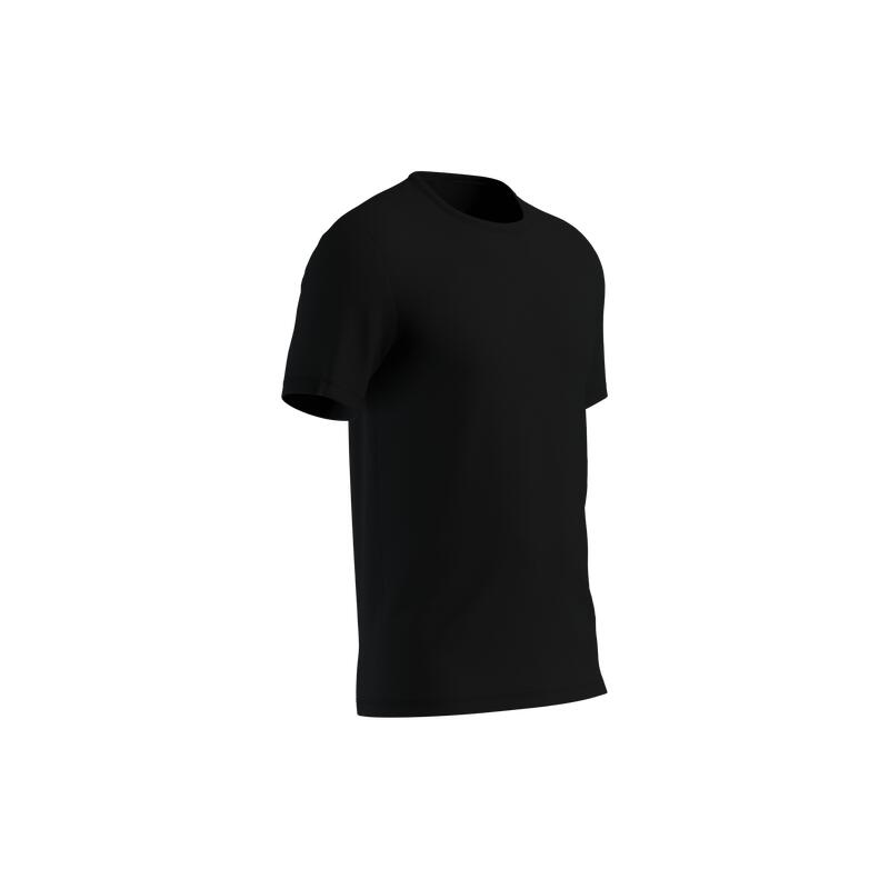 Camiseta fitness manga corta algodón extensible slim Hombre negro