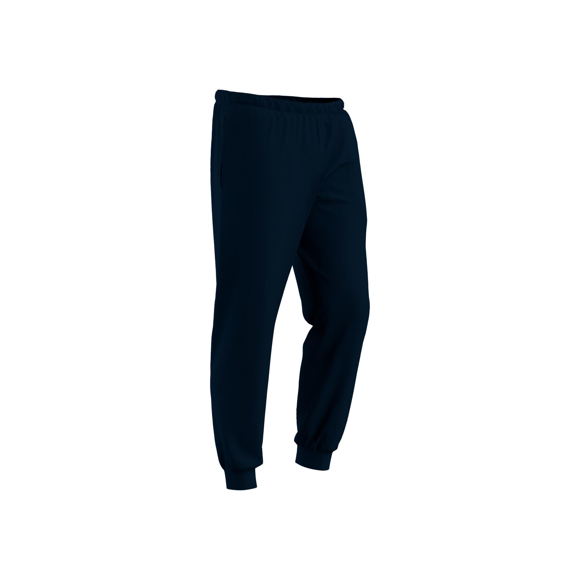 Decathlon | Pantaloni uomo fitness 100 misto cotone felpati blu |  Domyos
