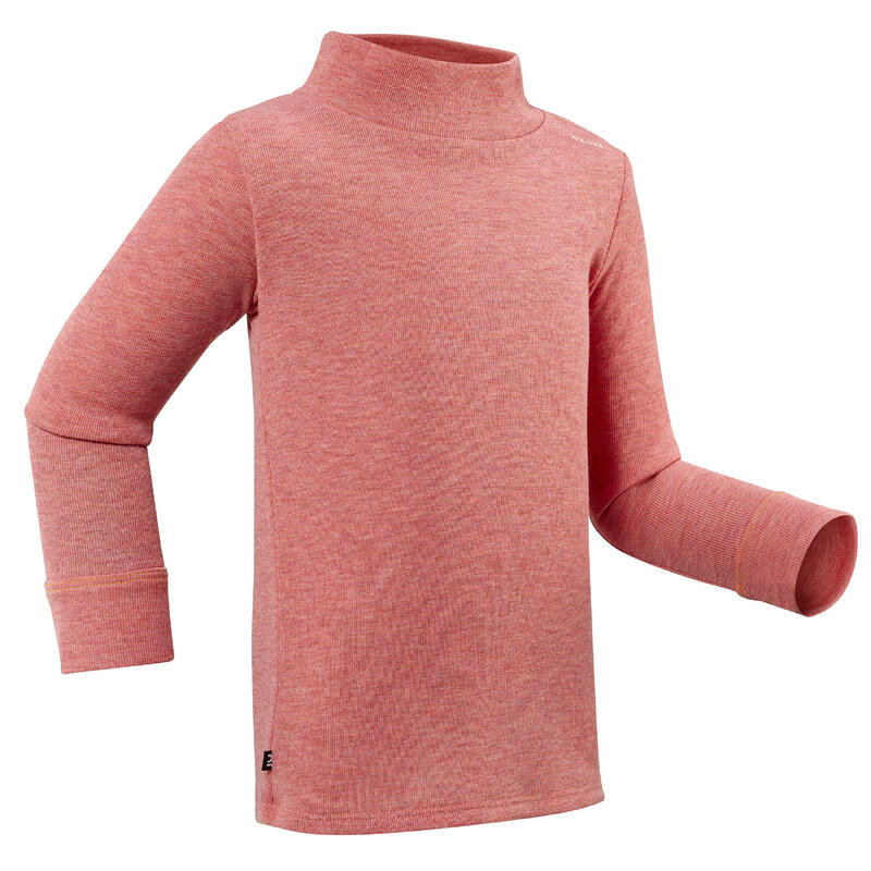 Thermoshirt voor skiën / sleeën peuters WARM roze