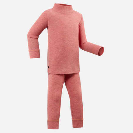 Base layer trousers, Baby ski leggings - WARM pink