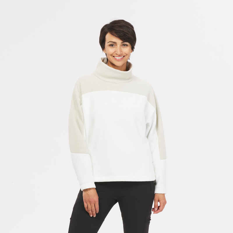 Fleece-Pullover Damen warm Winterwandern - SH100 weiss/beige