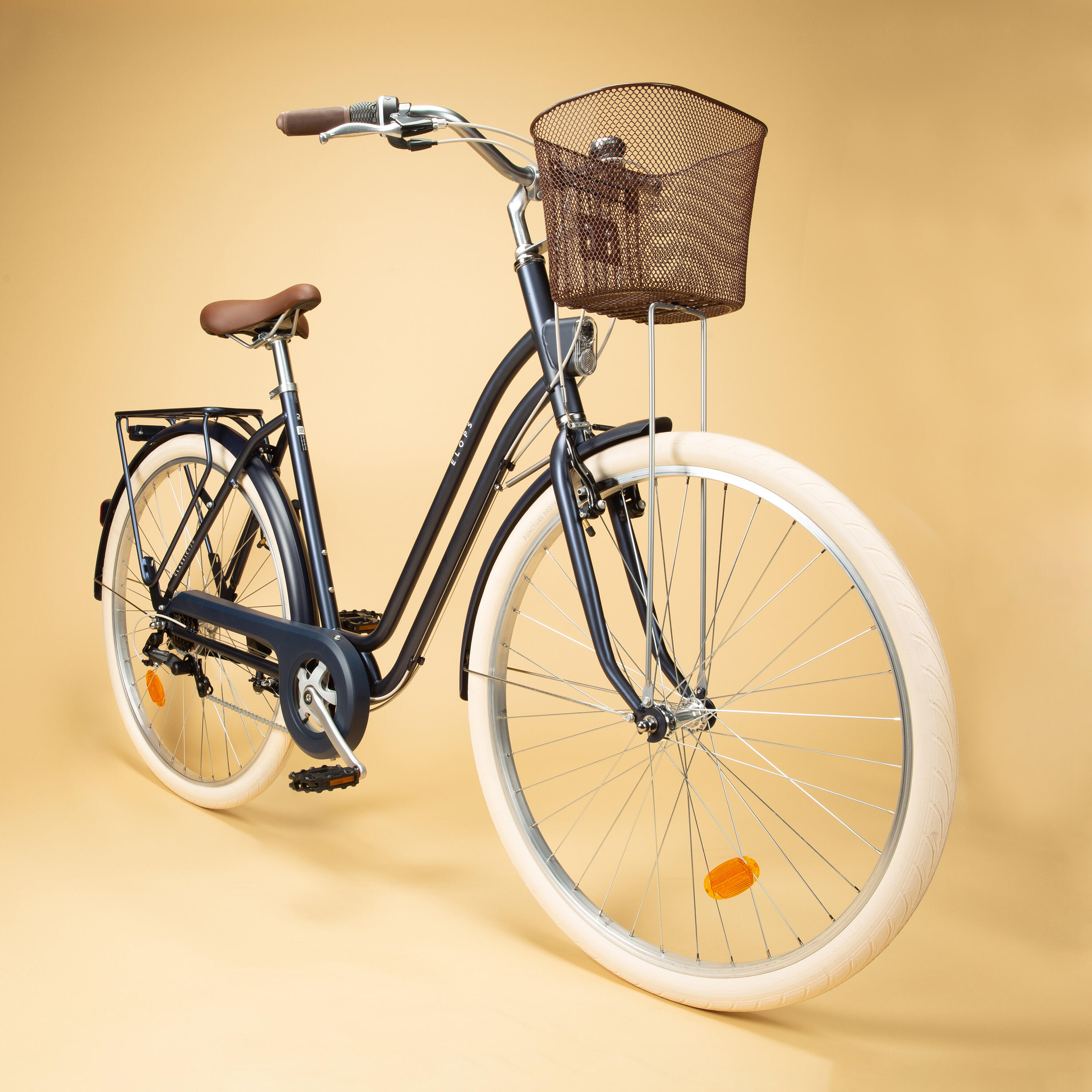 Bici città ELOPS 520 telaio basso azzurra ELOPS | DECATHLON