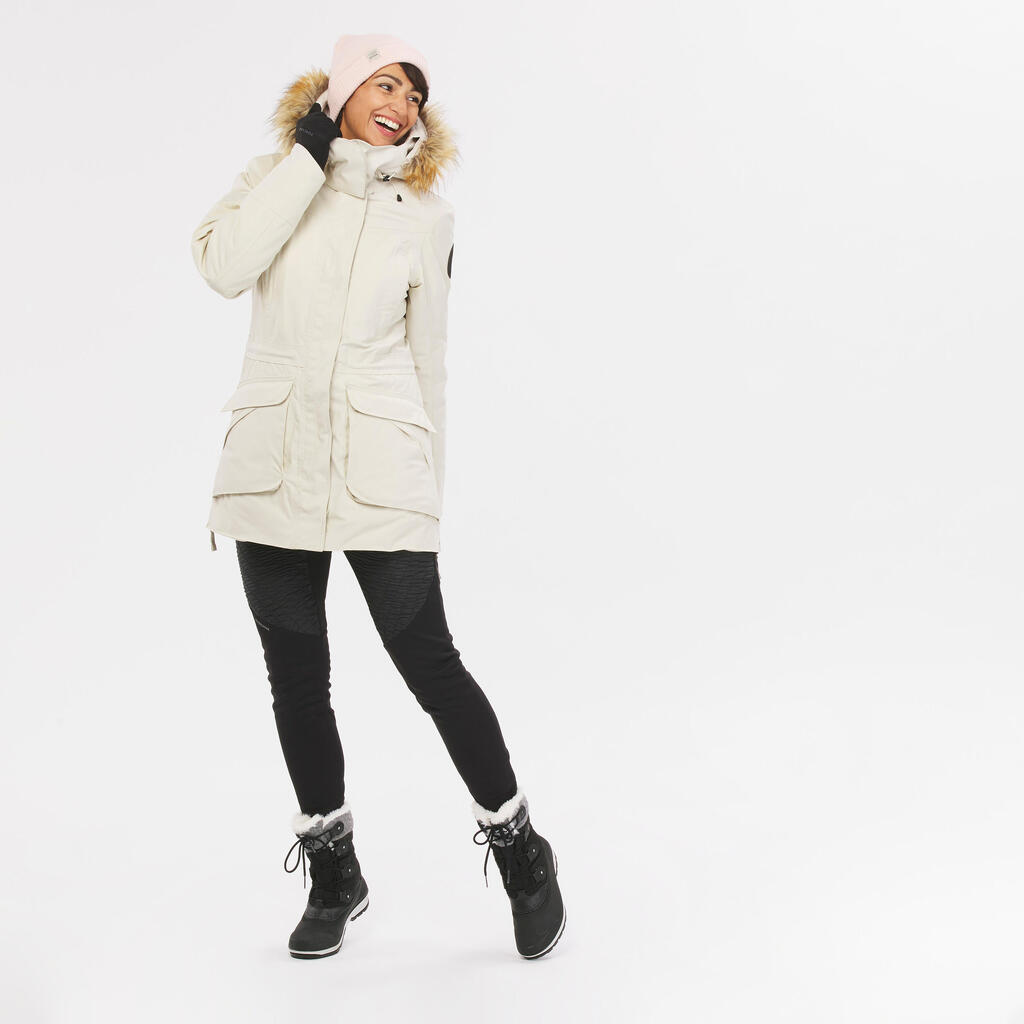 Winterjacke Parka Damen bis -20 °C wasserdicht Winterwandern - SH900 grün