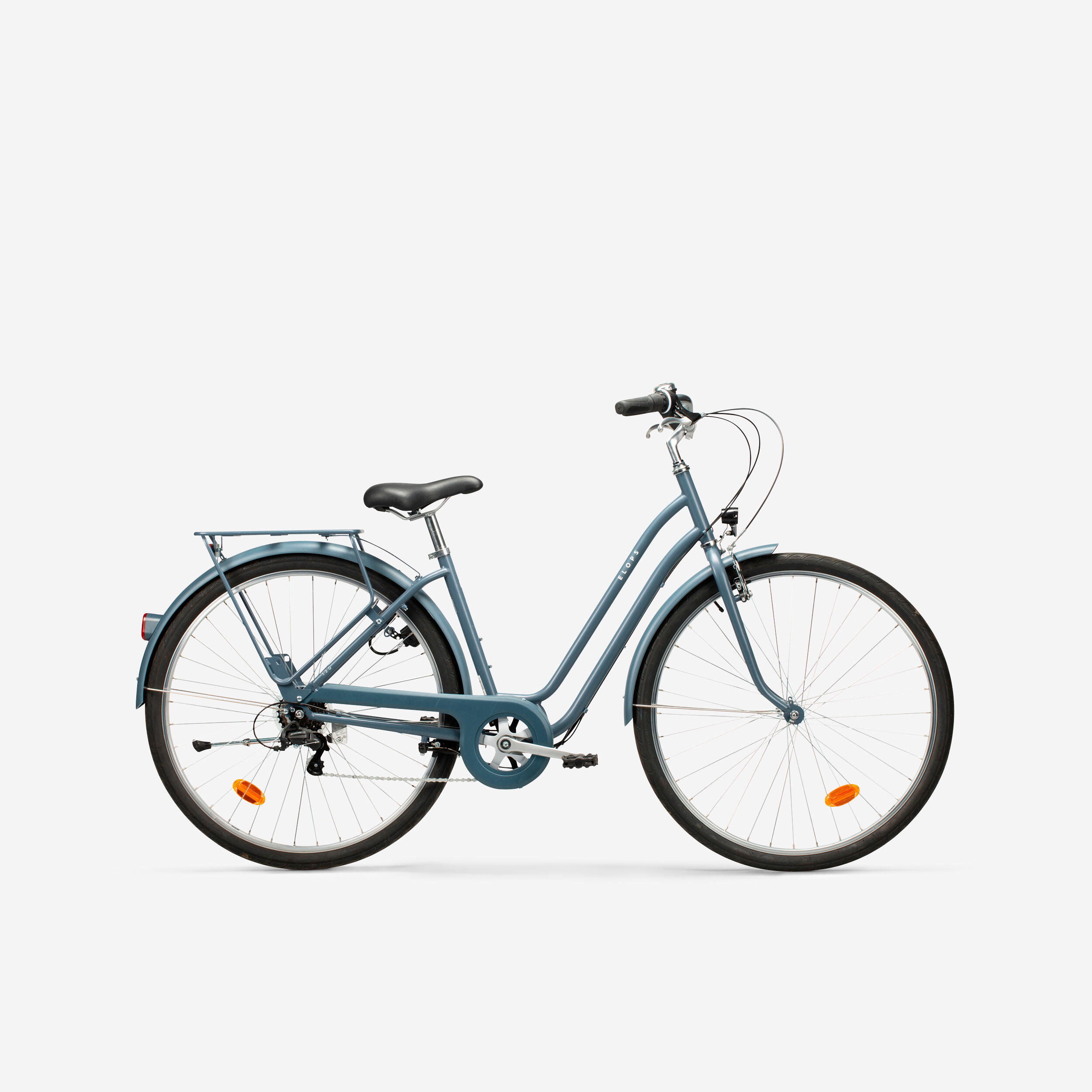Image of City Bike Low Frame - Elops 120 Blue/Grey