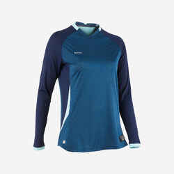 Women's Long-Sleeved Straight Cut Football Shirt - Blue
