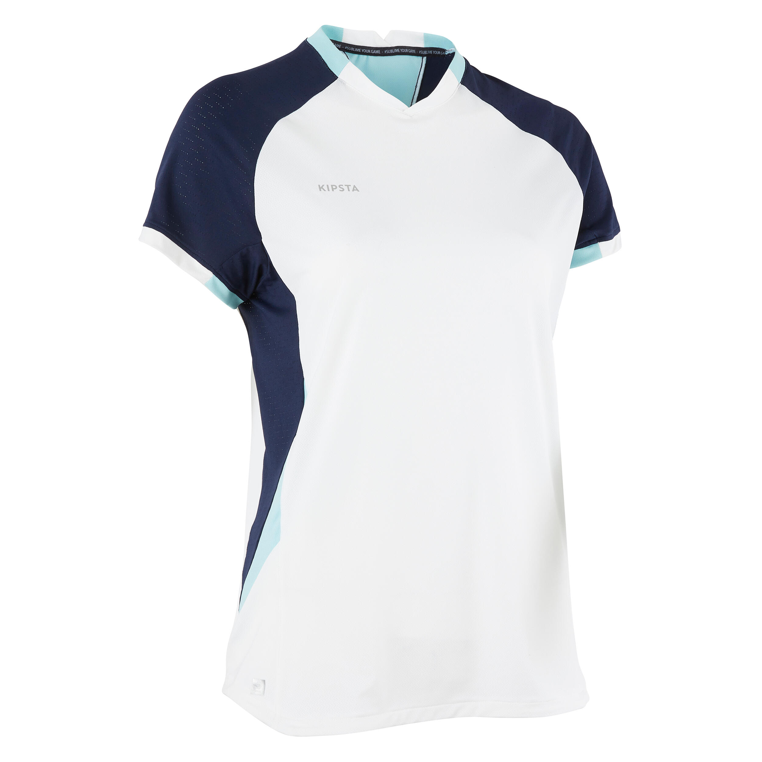 Camiseta  de fútbol mujer blanca, manga corta, corte recto 2/6