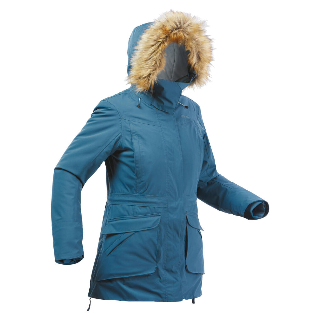 Winterjacke Parka Damen bis -20 °C wasserdicht Winterwandern - SH900 grün