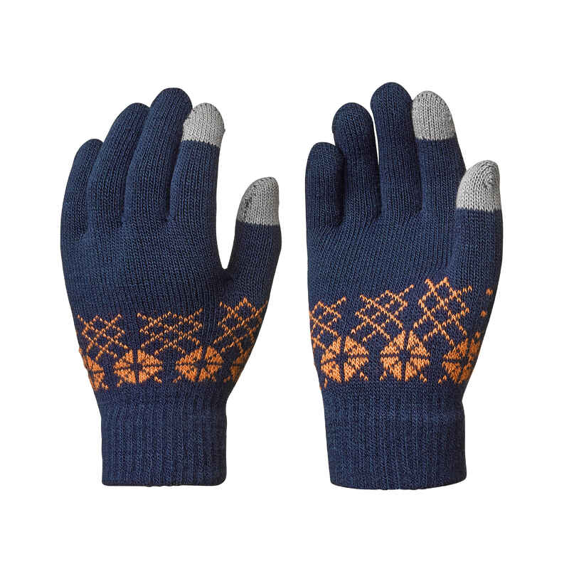 KIDS’ TOUCHSCREEN COMPATIBLE HIKING GLOVES - SH100 KNITTED - AGED 4-14 YEARS