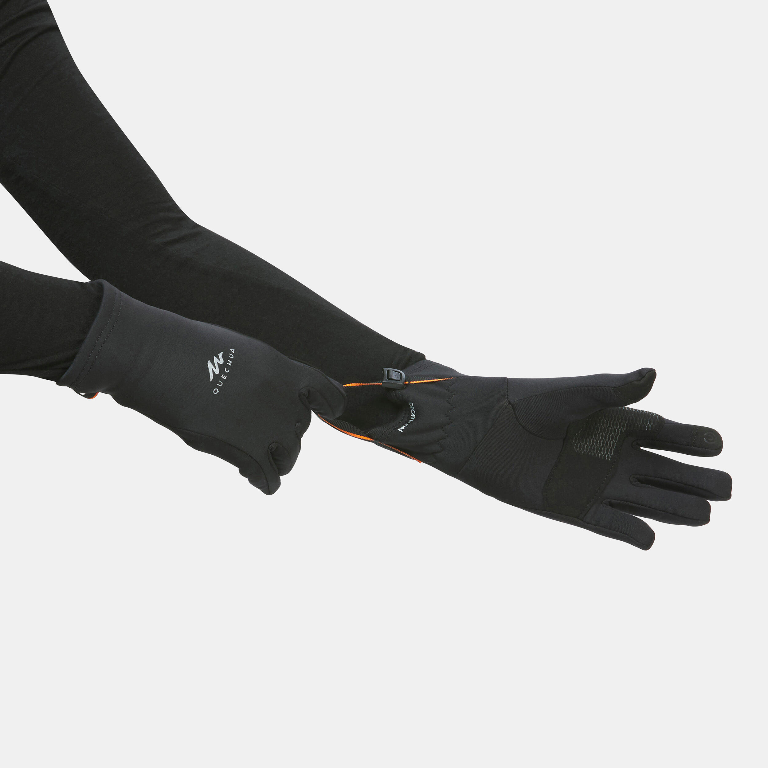 Kids’ Touchscreen-Compatible Gloves - SH 500 Black - QUECHUA