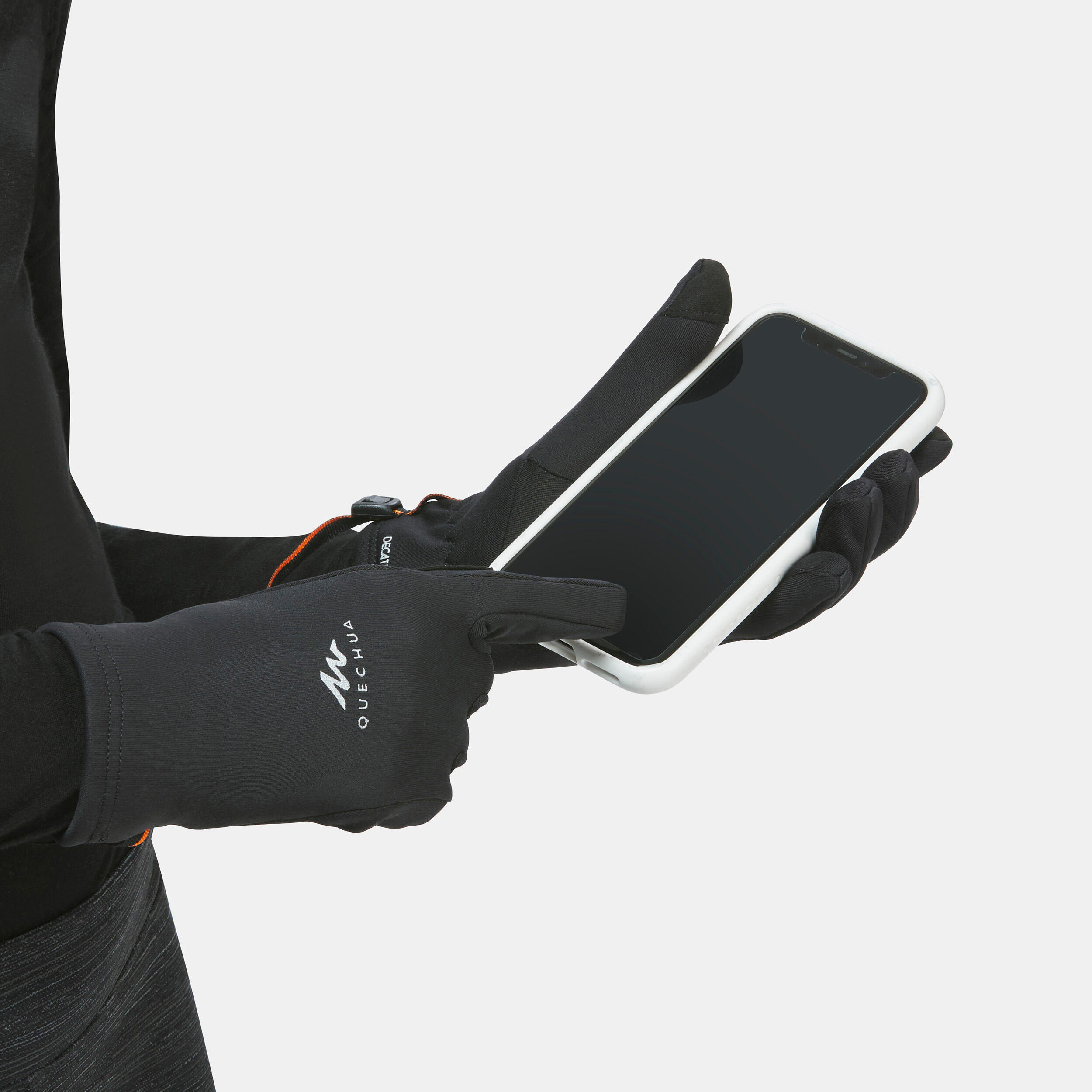 Kids’ Touchscreen-Compatible Gloves - SH 500 Black - QUECHUA