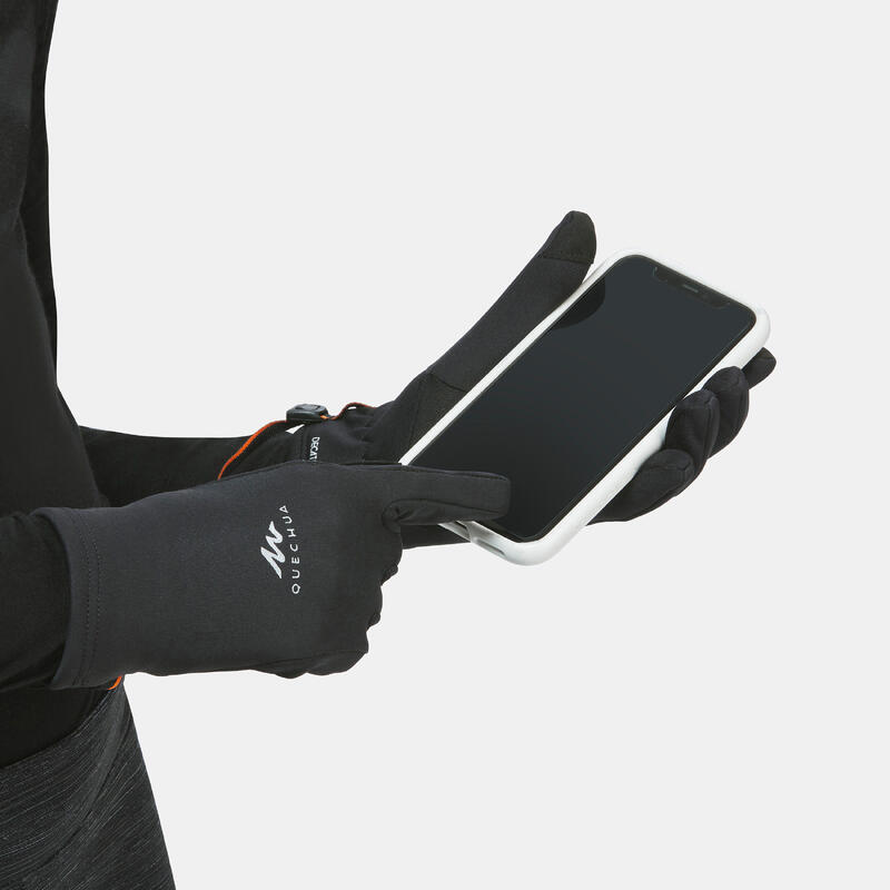 Mănuși cu Inserții Tactile Drumeție pe zăpadă SH500 Stretch Negru Copii 6-14 ani
