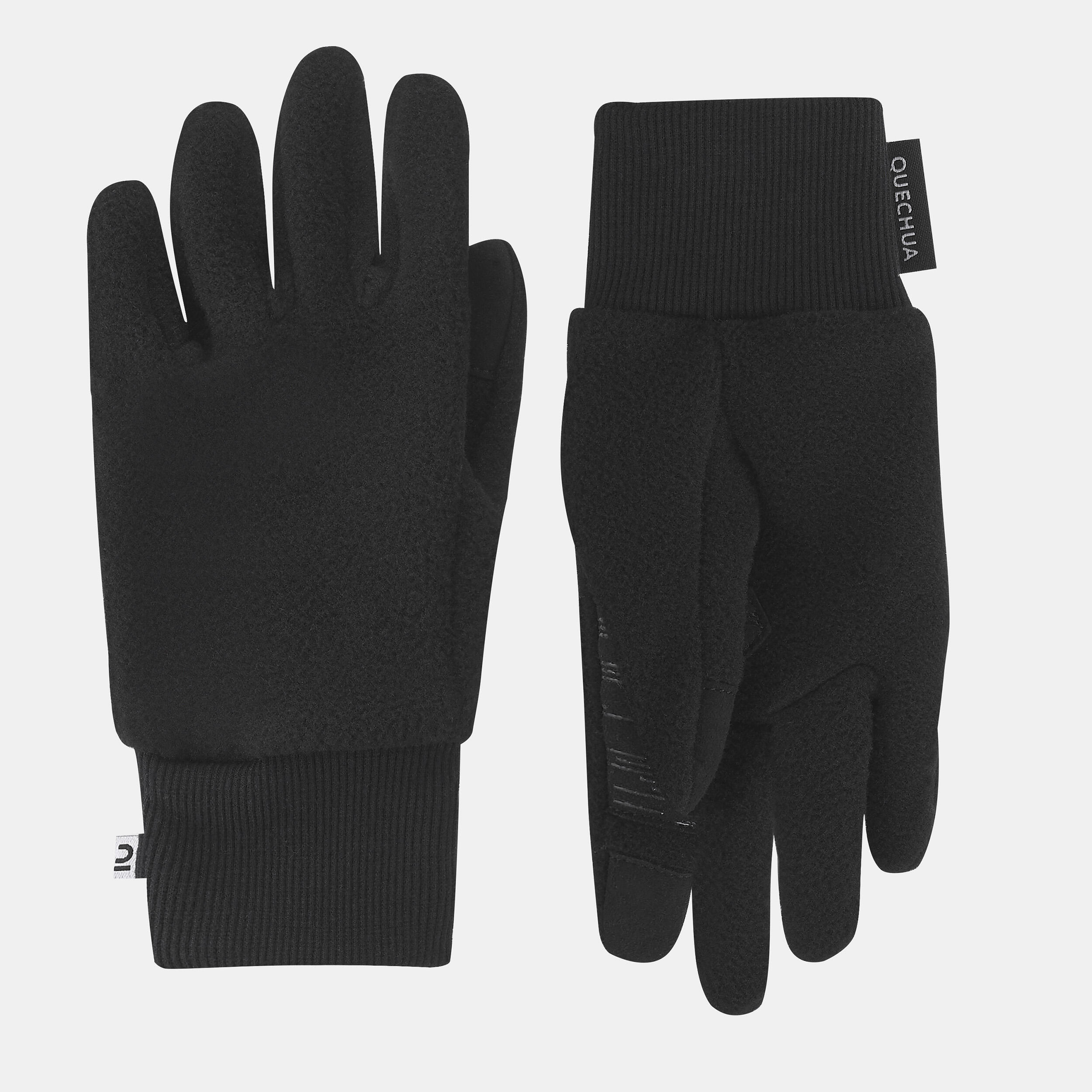 Kids’ Fleece Gloves - SH 500 Black - QUECHUA