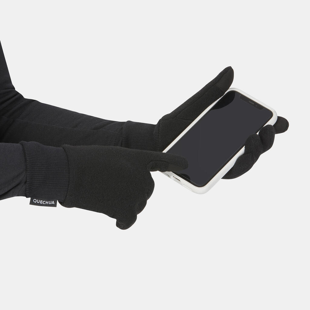 Kids' Fleece Gloves 6-14 Years  HIKE500 - Black